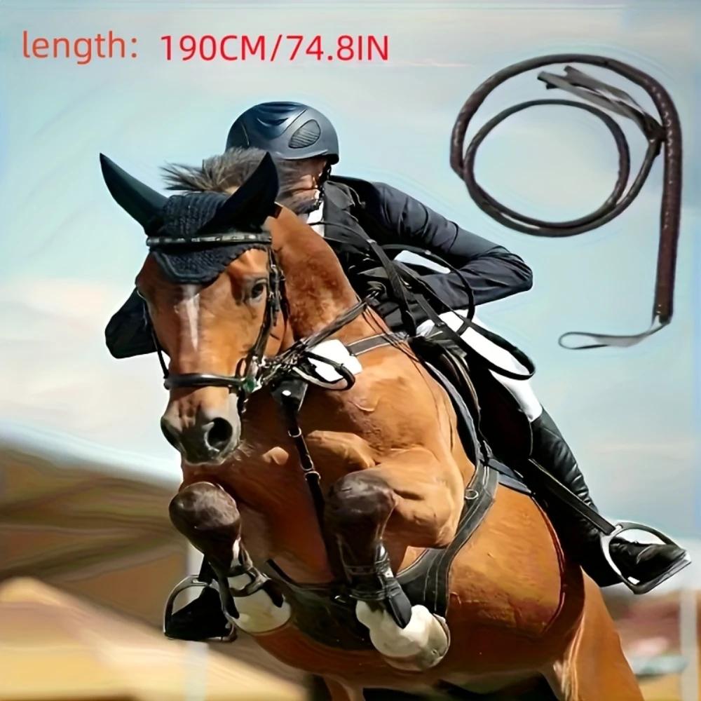 سوط رعاة البقر شديد التحمل - سوط من الجلد الصناعي لتدريب الفروسية والأداء مع قبضة مريحة #3