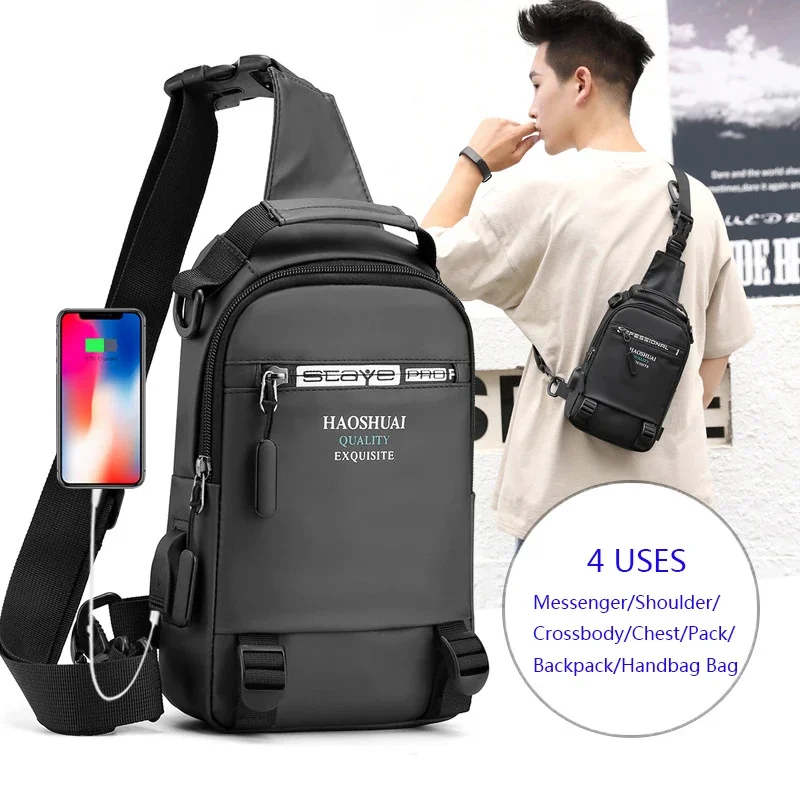 

Men Nylon Rucksack Knapsack Messenger Chest Bags Waterproof Travel Military Male Handbag Sling Cross body Daypack Backpack Bag