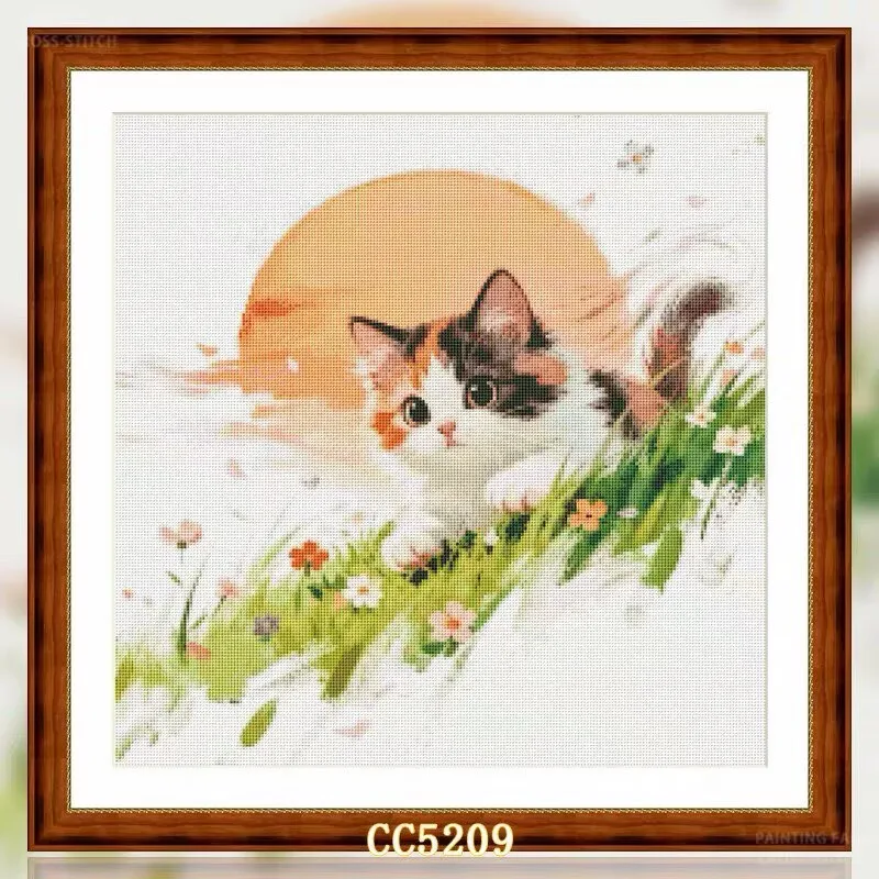 

Набор для вышивания крестиком CC5209 Sunset Cat 14CT 16CT 18CT с нанесенным рисунком, 68 цветов