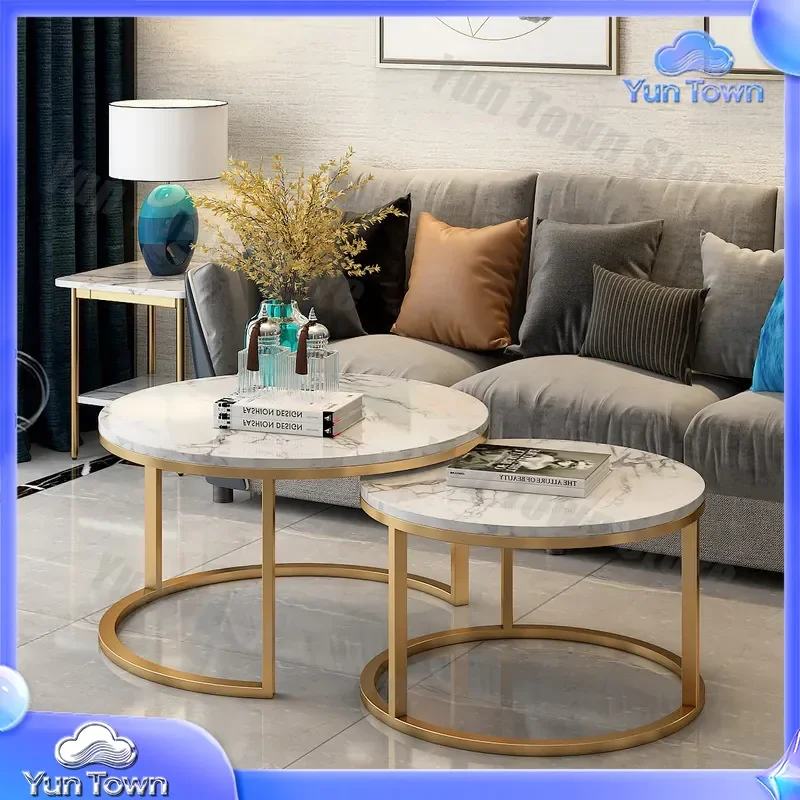 Small Round Coffee Table for Modern Nordic Style Living Room Balcony Ins Wind Internet Celebrity Wrought Iron Frame with
