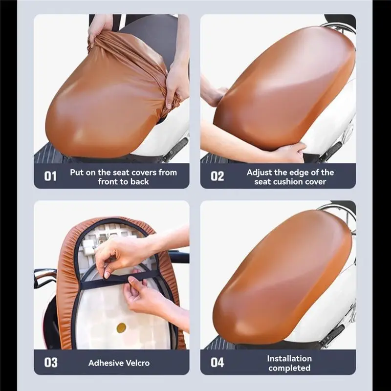 Eco-Friendly Waterproof Elastic Leather Motorcycle Seat Cover Protector Universal Cushion Anti Scratch Cover Mat For Autocycle L
