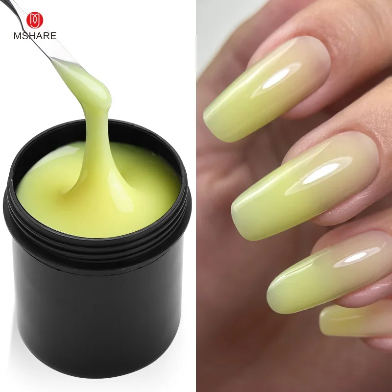 MSHARE Natural Nude Self Leveling Builder Hartgel für die Nagelverlängerungskonstruktion, mittlere, niedrige Hitze, Nachfüllung, große Volumen, 142 g