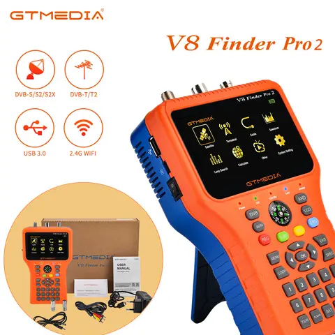 Gtmedia v8 localizador pro 2 localizador de sinal de satélite DVB-S2X/s2/s/t2/t/c ahd h.265 medidor satélite 100% original