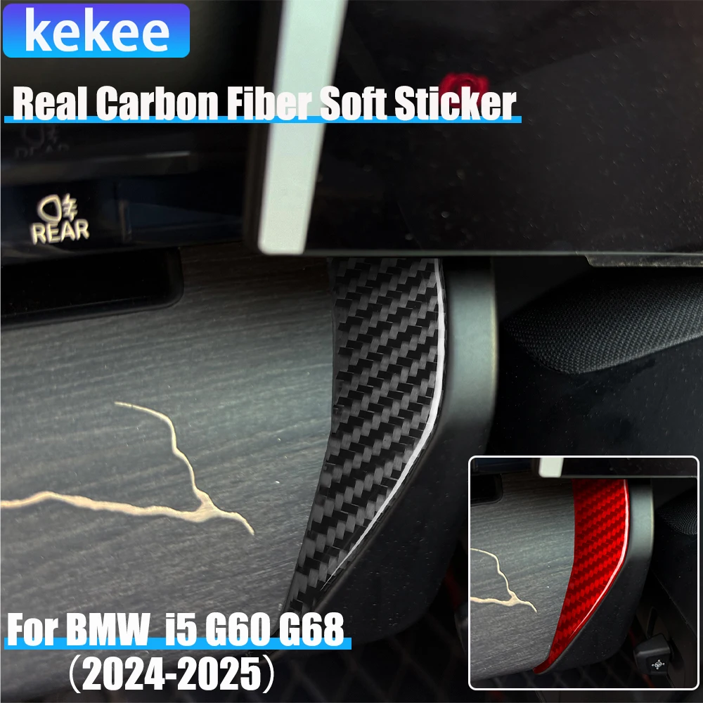 

Real Carbon Fiber Car Accessories Dashboard Decorative Trim Cover Soft Sticker For BMW 5 Series i5 G60/G68 BEV 2024 2025