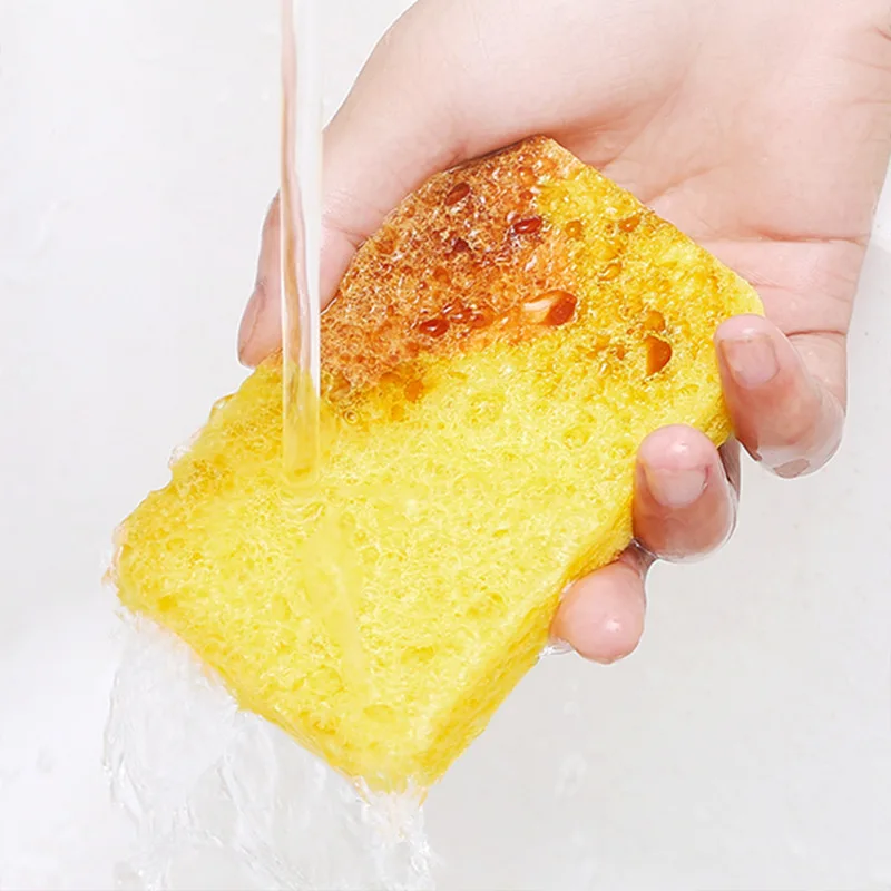 3073 Dishwashing Sponge Natural Wood Pulp Sponge Brush Bowl Washing Pan Sponge Kitchen Washing Tool