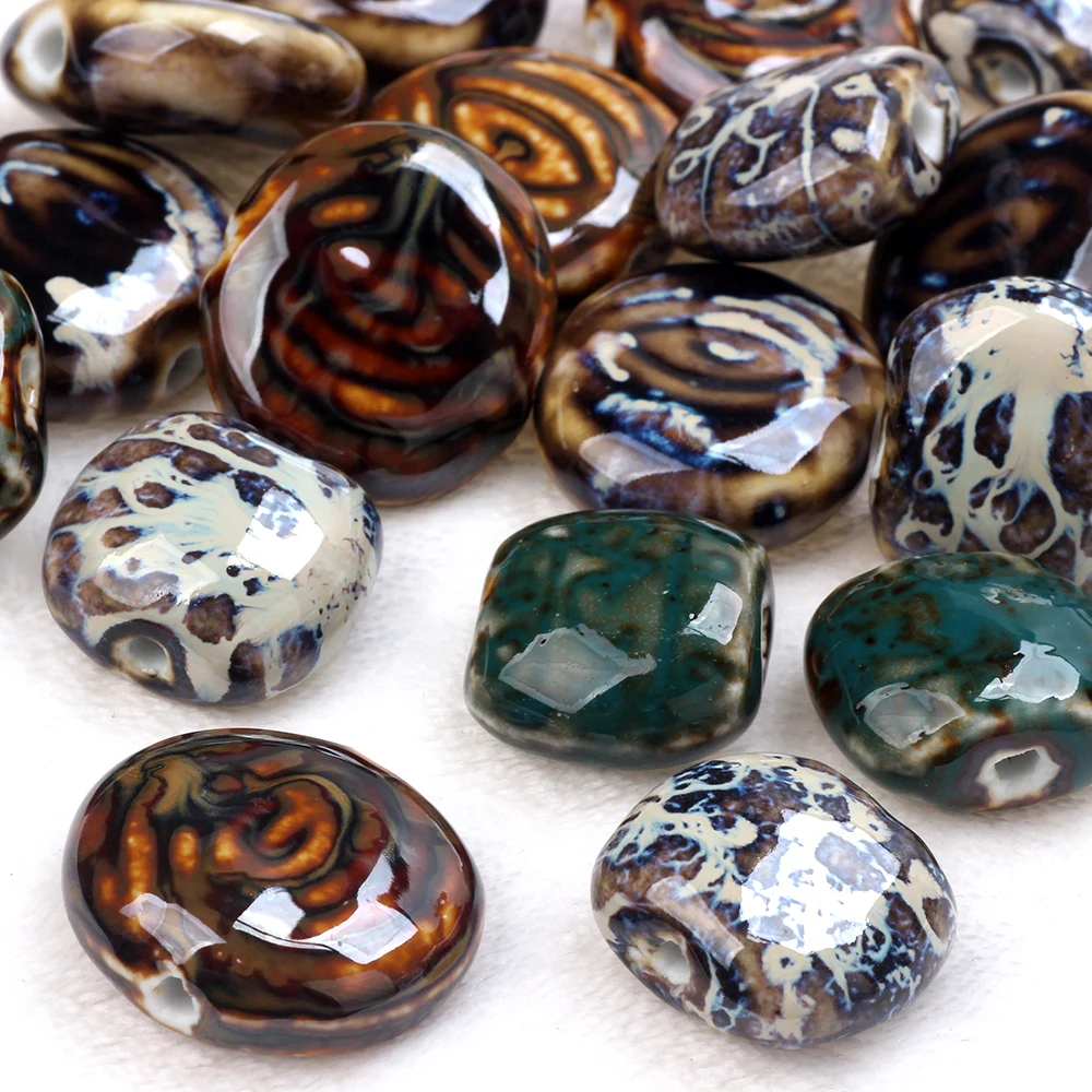 

3Pcs/Bag 26MM/21MM Ceramic Flat Round Shape Dyeing Loose Bead DIY Handmade Bracelet Necklace Jewelry Accessorie Making