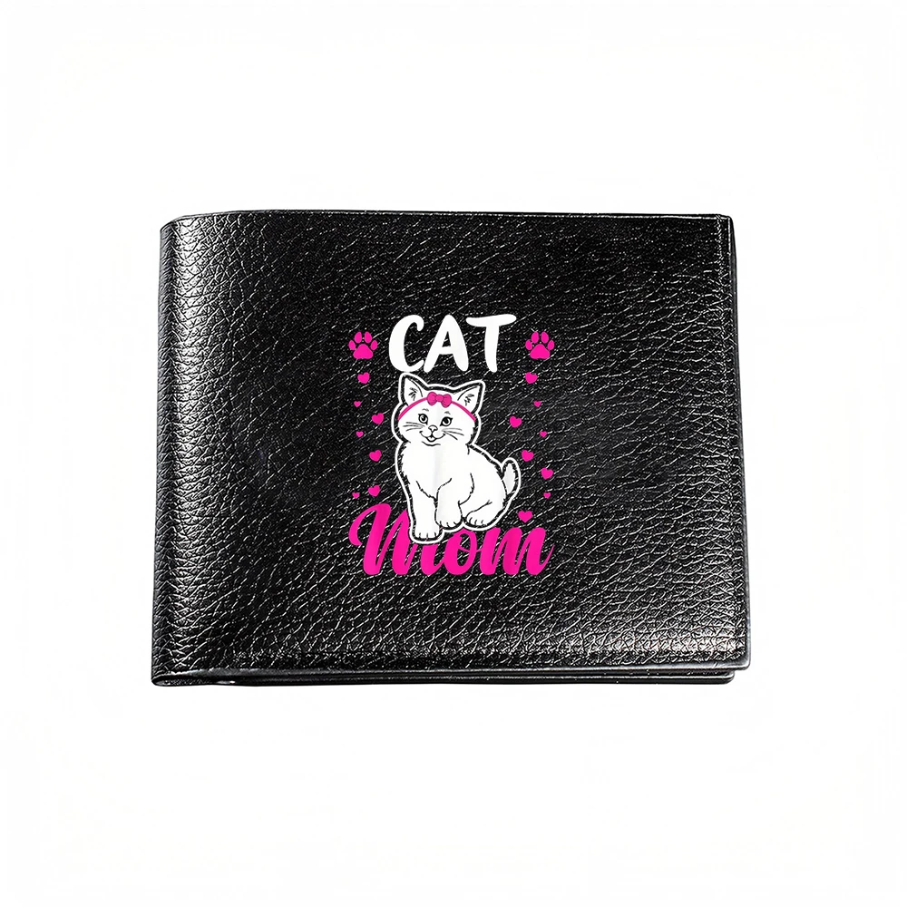 Cat Mom Cute Kitty Design Men's Wallet Card Holder Fashionable Casual Business Style Print Accessory