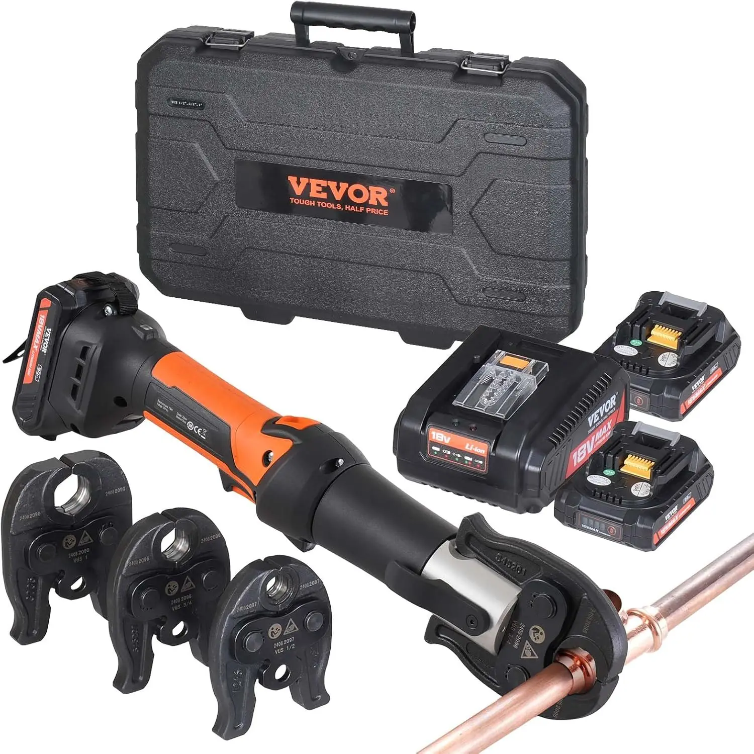 

2025NEW Mini ProPress Tool, 18V Electric Pipe Crimping Tool for 1/2", 3/4", 1" Copper Pipes, Press Tool Kit with 3 Pro Press Jaw