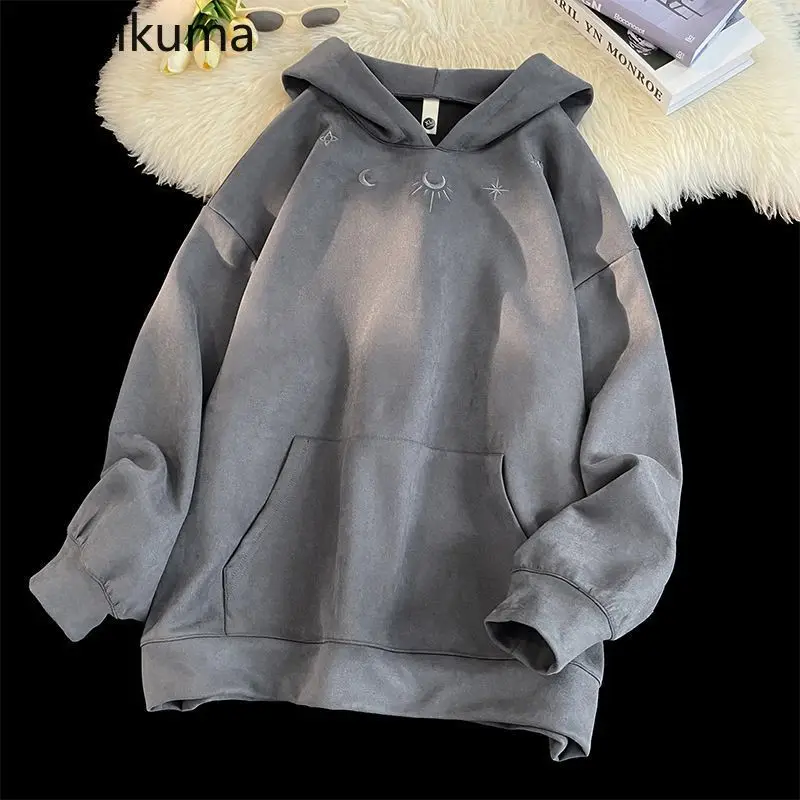 Streetwear Hoodies for Women 2024 Ropa Mujer Chic Embroidery Hooded Y2k Tops Casual Thicked Vintage Sweatshirts Korean Clothes