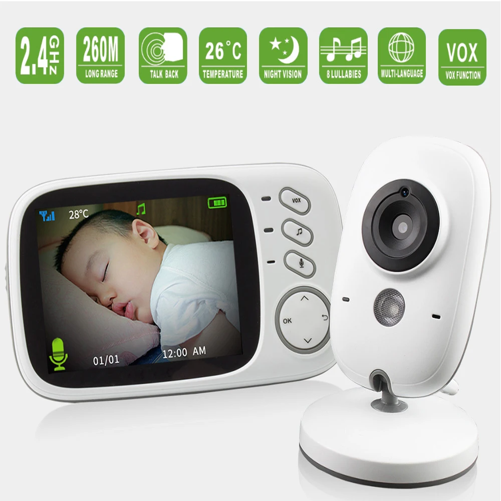 VB603 Video Baby Monitor - Wireless 2.4G Camera with 3.2'' LCD, 2-Way Talk and Night Vision System for Baby Security