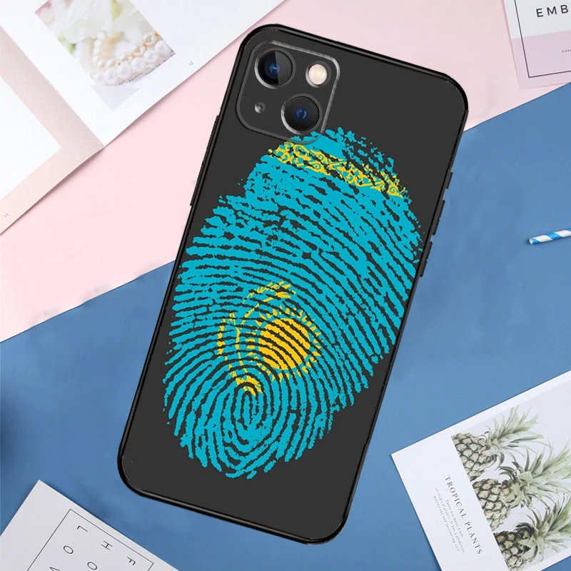Kazakhstan Flag Soft Case For iPhone 14 13 11 12 15 16 Pro Max Mini X XR XS Max Plus Full Cover