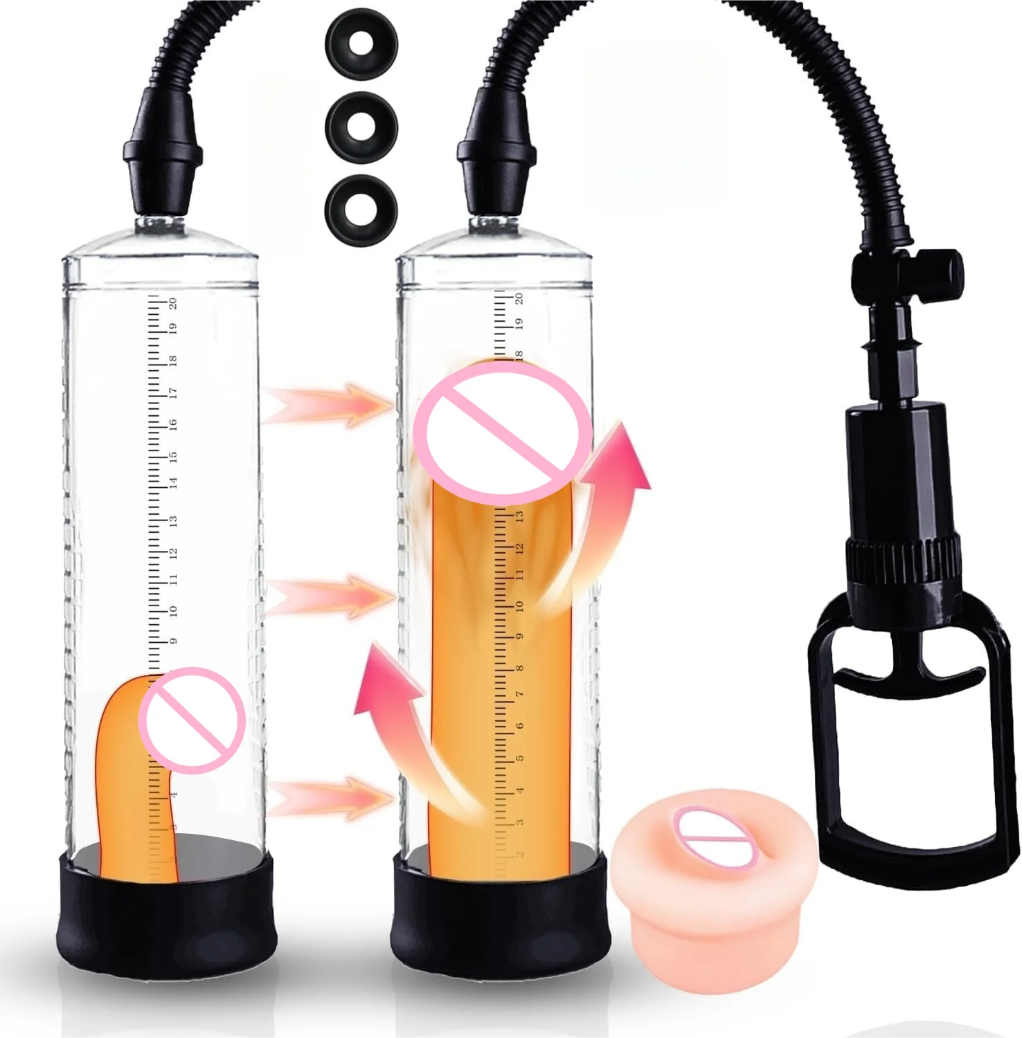 Male Bigger Growth Pump Vacuum Penis Largement Tool Men with Strong Suction Cup Men's Penis Pump Extended Adult Sex Toys For 18+