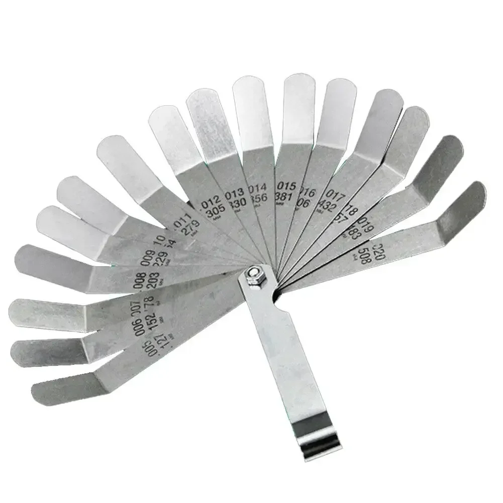 16 Blades Feeler Gauge 0.127 To 0.508mm Curved Stainless Steel Gap Metric Filler Feeler Gauge Foldable Feeler Measurem