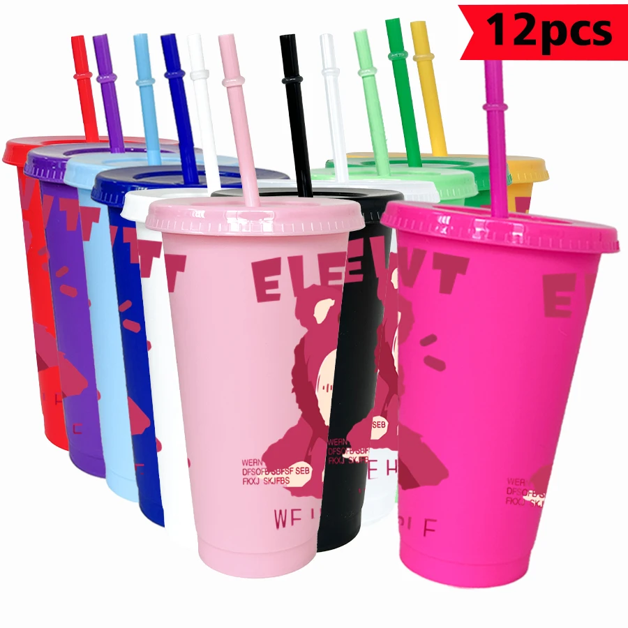 

12Pcs/pack Disney Elsa Anna 26oz colorful plastic tumbler birthday party drinking utensils juice coffee cup