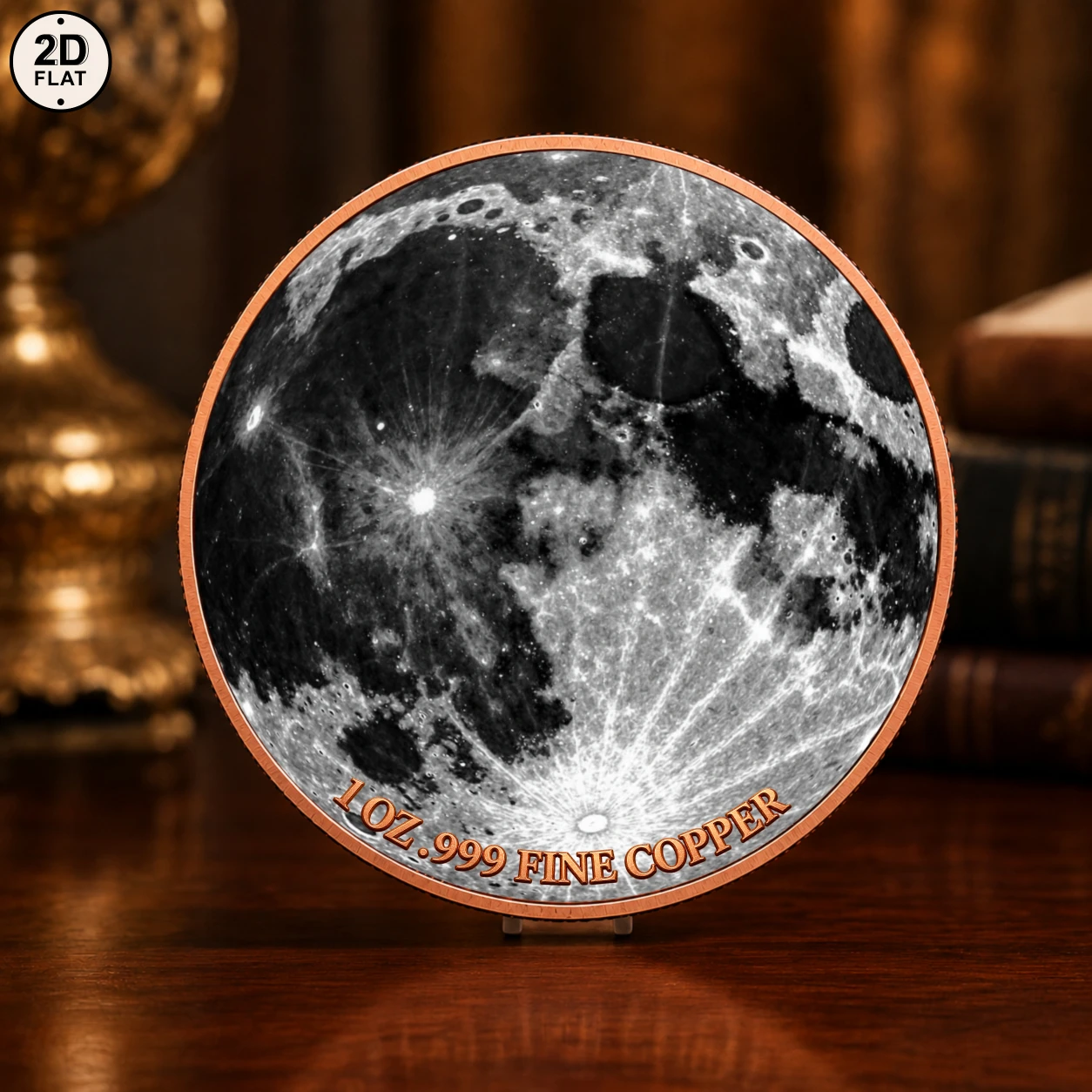 1pc Realistic Moon Surface 1oz .999 Fine Copper Challenge Coin Space Lunar Moon Collectible Medal Astronomy Art Souvenir Gifts