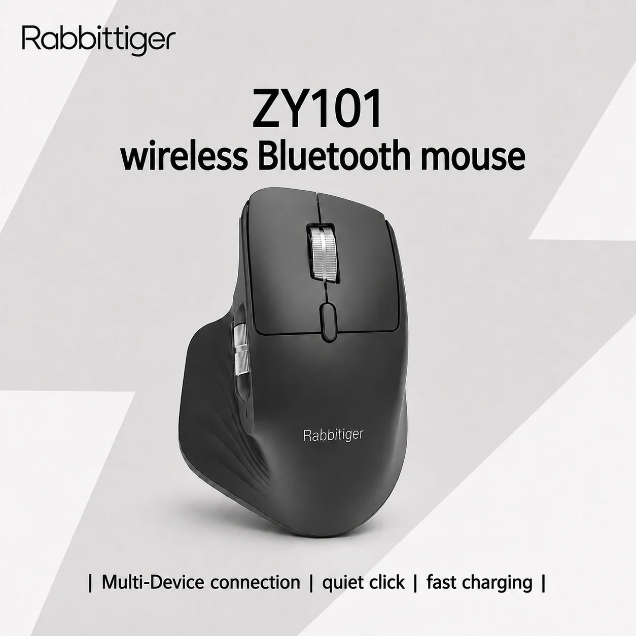 2026 ZY101 Multi-mode Rechargeable Wireless Mouse Ergonomic 4000 DPI Support Up to Multiple Devices Bluetooth Mouse RGB Lighting