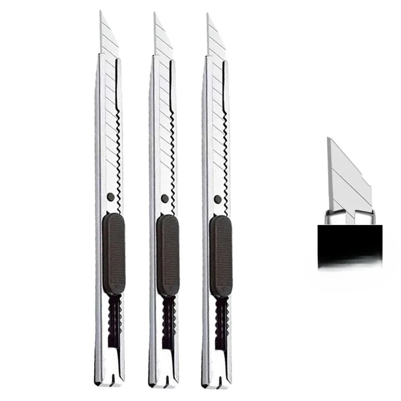 10Pcs Stainless Steel Utility Knife Set - Non-Slip Blades Box Cutter & Paper Cut Tool Kit for Unboxing, Crafting,and General DIY