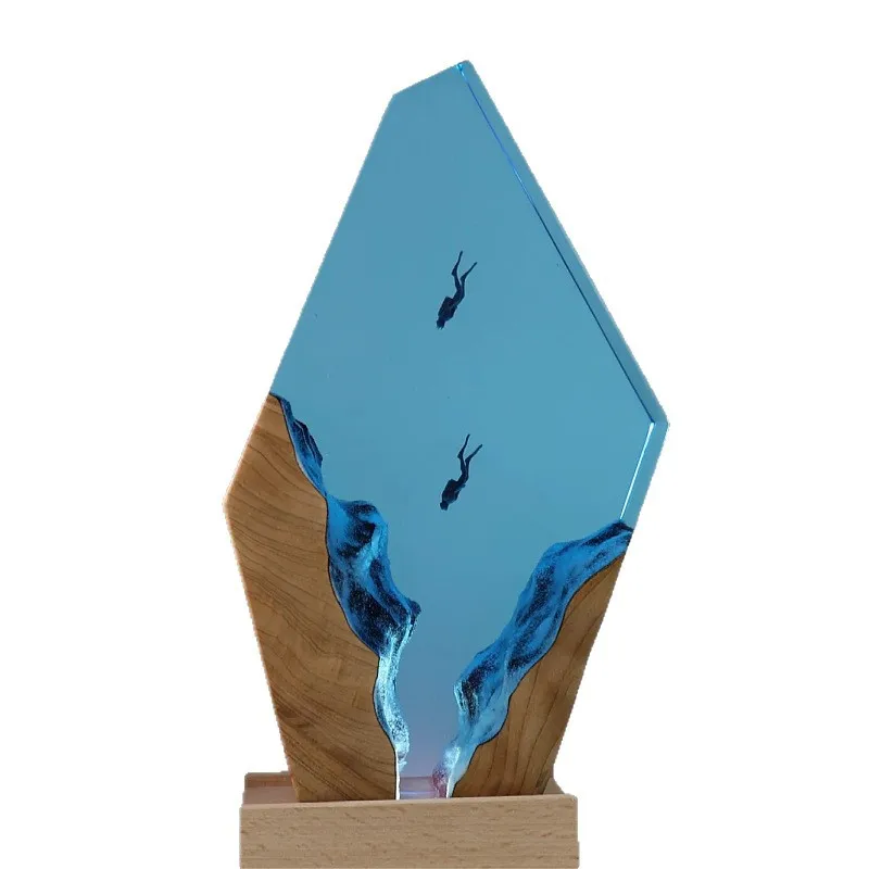 Seabed World Organism Resin Table Light Creactive Art Decoration Lamp Diving Cave ExplorationTheme Night Light  USB Charge