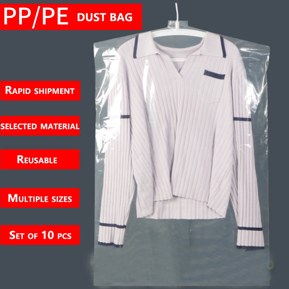 10 pezzi sacchetto di copertura della protezione dell'indumento a prova di polvere completamente chiuso copertura dei vestiti borse per vestiti appese sacchetto di immagazzinaggio dei vestiti durevole Hogar