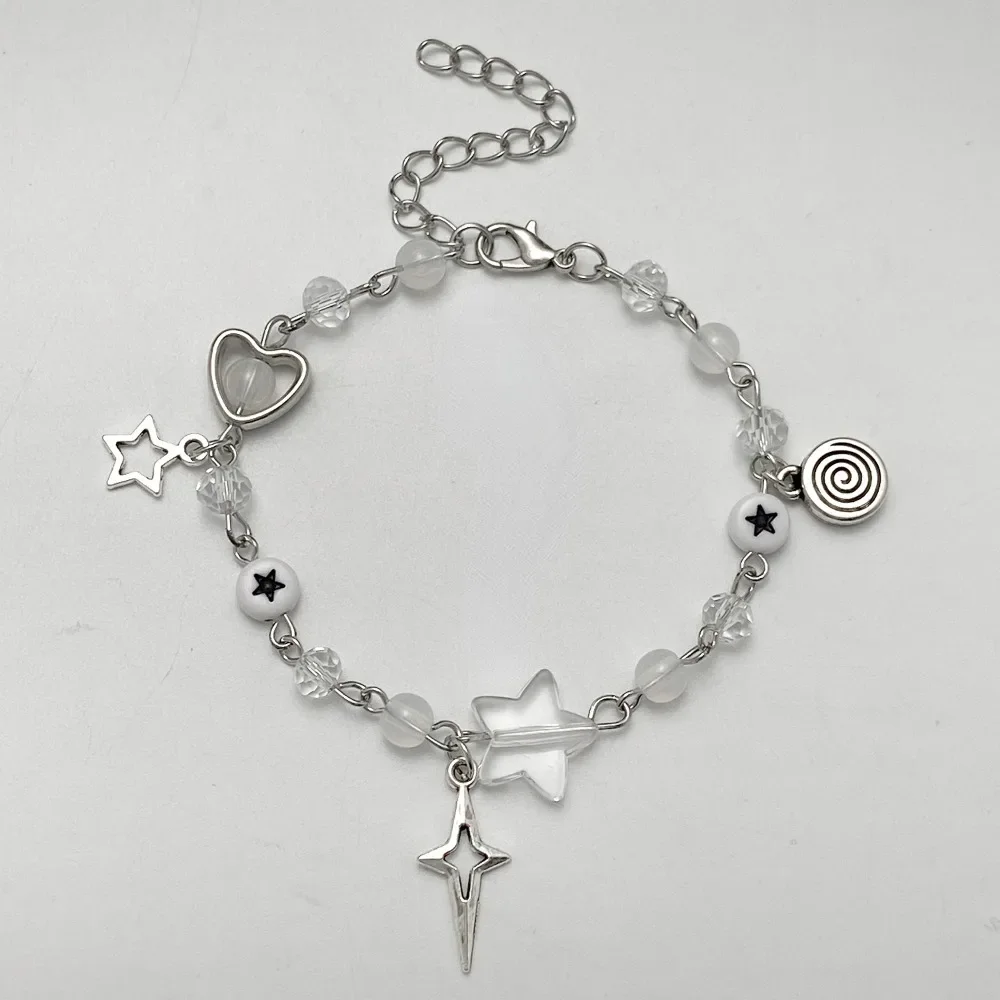 Pulsera de estrella con cuentas para parejas, pulsera hecha a mano con dije de guitarra Y2K para mujeres y hombres, pulsera de amistad para parejas, regalo de joyería