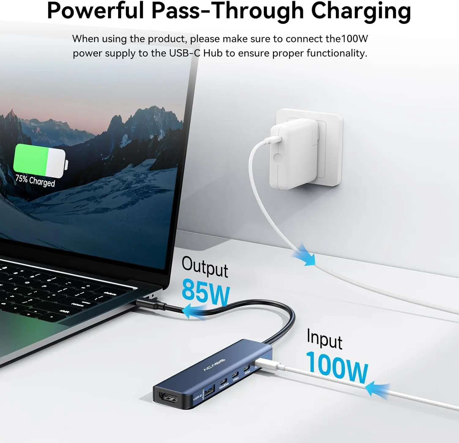 ACASIS 10Gbps USB C Splitter مع مخرج فيديو 4K @ 60 هرتز USB C Hub 100W PD متعدد المنافذ محول الفاصل لـ Dell/HP/Mac Pro/Samsung #6