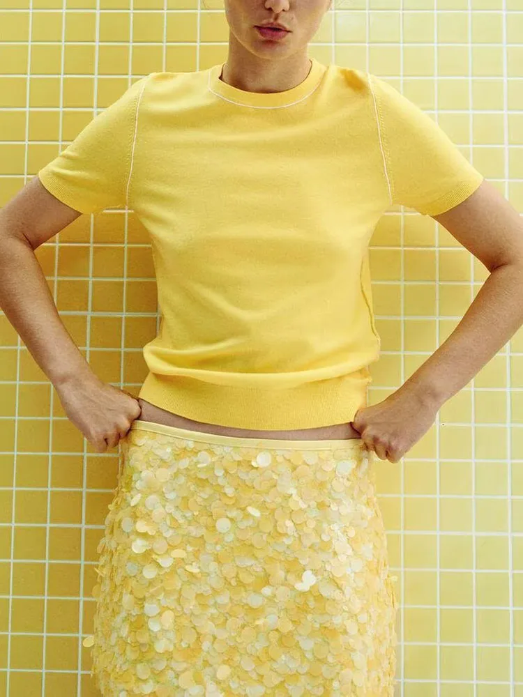 

Faionable Sequin Casual Skirt Summer 2025 Women's Clothing Ethnic Stage Wear Bright iny Trendy ort Skirt