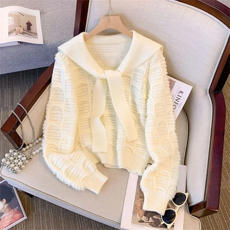 

2025Autumn Winter New Women's Korean Style Solid Color Pullover Loose Base Shirt Japanese Retro Sweater Fashion Knitted Sweater