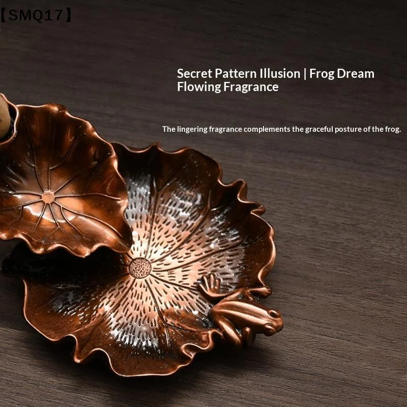 Household Alloy Lotus Pond Frog Backflow Incense Burner Antique Tea Ceremony Sandalwood Metal Incense Sticks Holder Reverse【SMQ】