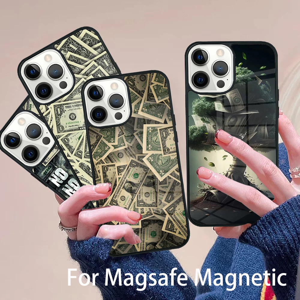 

Dollar Funny Phone Case Magesafe Magnetic Wireless Charge Cover For IPhone 16 11 12 13 14 15 Pro Max Plus Mini