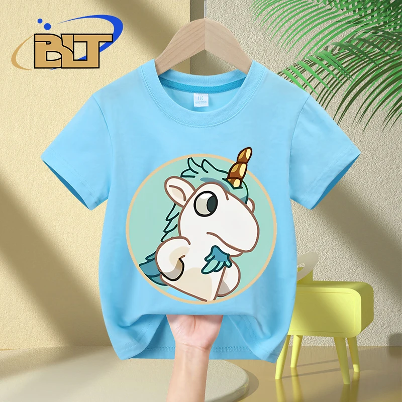 Camiseta con estampado de dibujos animados para niños, tops informales de manga corta de algodón para niños y niñas, Verano