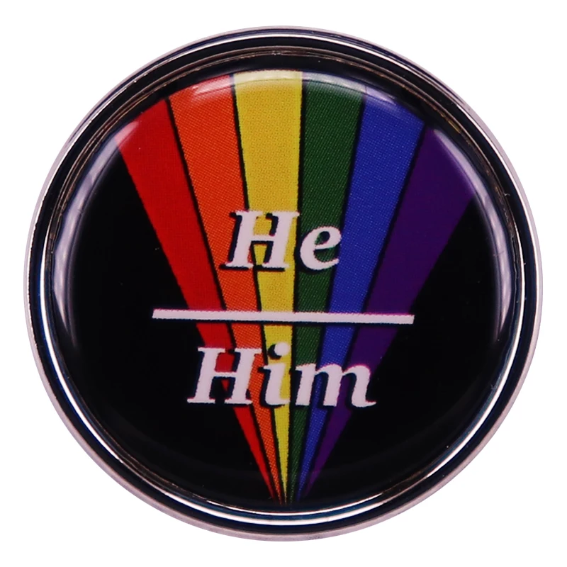 Rainbow He Him Gender Pronoun Button Enamel Pin Backpack Pins Badge Brooch Jewelry Gifts