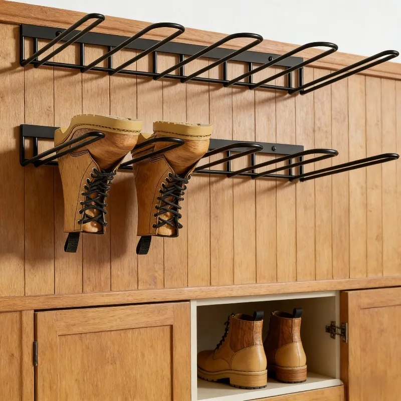 

Металлическая настенная полка для обуви, многофункциональная подставка для хранения и сушки обуви, подходит для высоких сапог и джинсовых ботинок