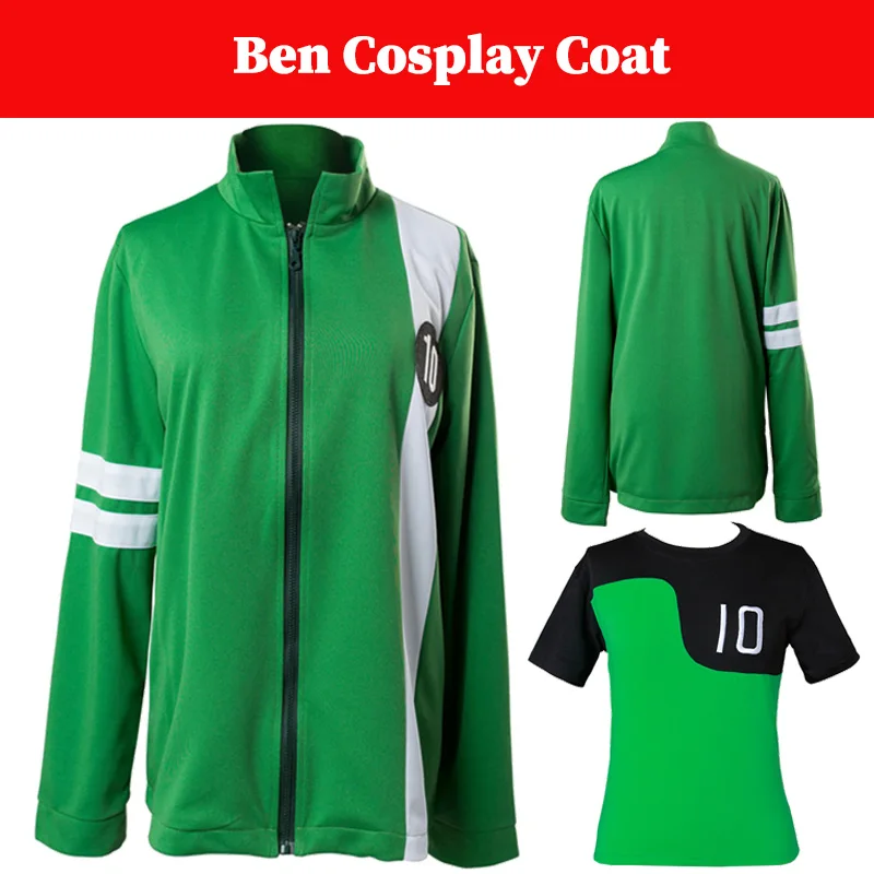 

Ben Cosplay Tennyson 10 Green Jacket Costume Kids Adult Coat Casual T-shirt Child Zip Jacket Boys Girls Streetsuit Summer Tops