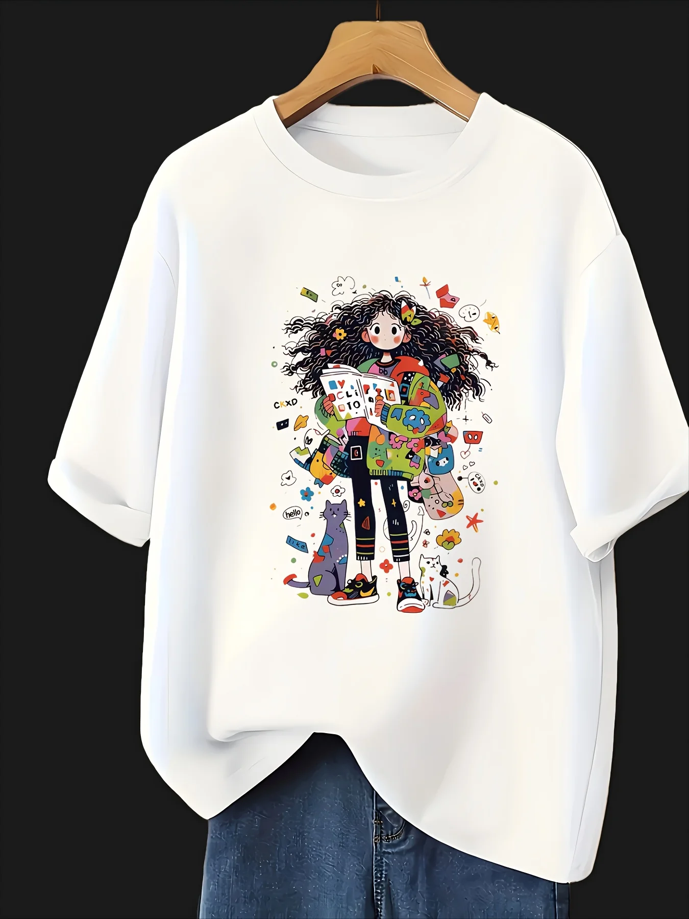 

Womens Anime Graphic Printing Summer Autumn Winter Luxury Brand Pure Cotton Men's and Women's T-shirts Short Sleeves Outdoor