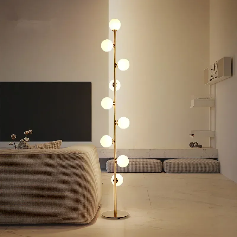 Nordic Modern Magic Beans Glass Ball Floor Lamp Living Room Bedroom Bedside Sofa Standing Lamp 9 Ball Indoor Lighting