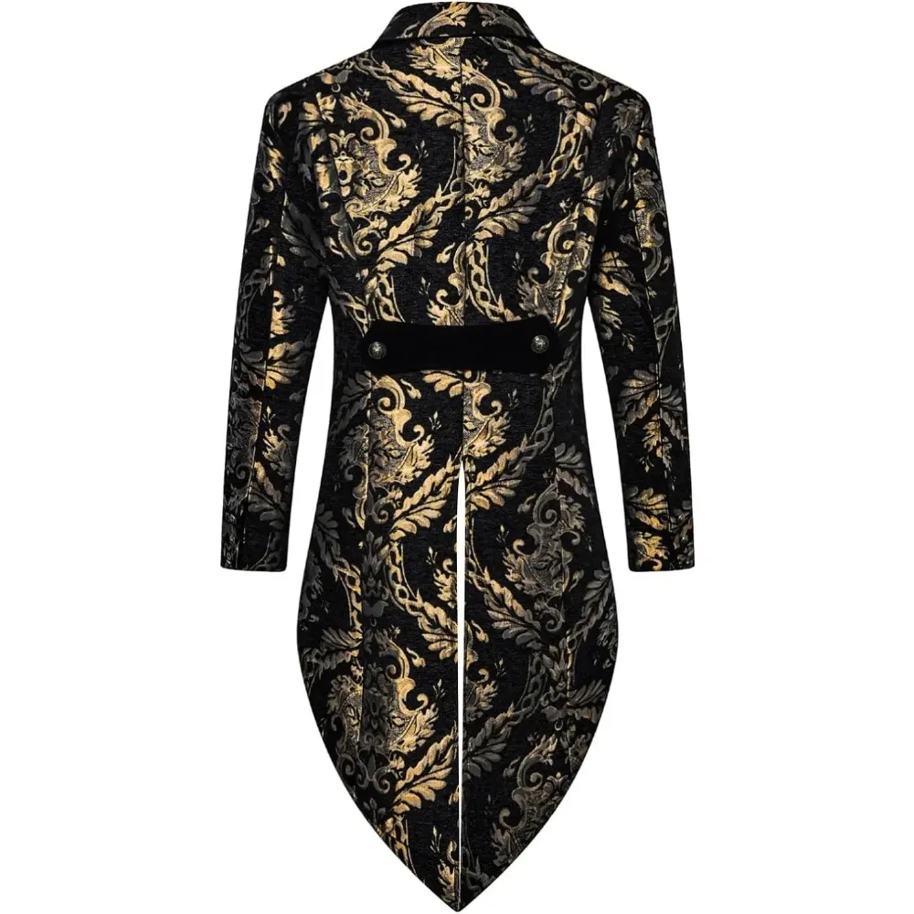 Mens Vintage Tailcoat Jacket Gothic Victorian Frock Coat Steampunk Gothic Medieval Jacket Victorian Halloween Costume