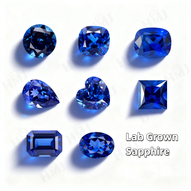 

Lab Grown Sapphire Round/Oval/Pear/Heart/Princess/Elongate Cushion/Emerald/Cushion Shape AGL Certificate Selectable Beads DIY