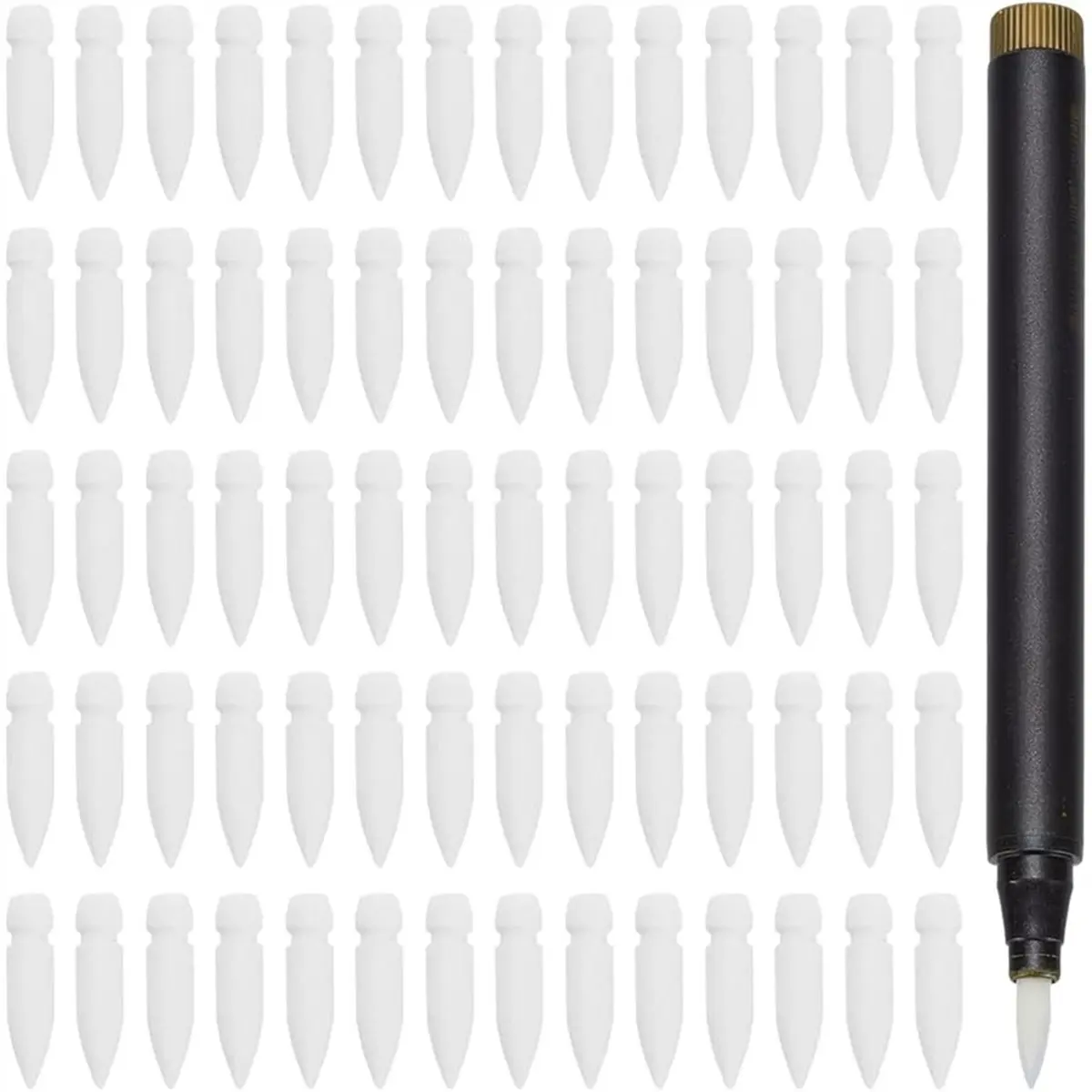【New User-Coupon!】100 Pcs Marker Pen Brush Tip Replacement Refillable Paint Pen Nibs 0.16x0.67 Inch White Soft Nib for Drawing W
