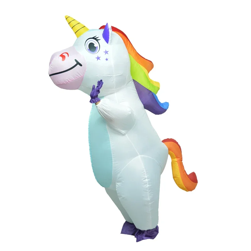 Inflatable Unicorn Costume Adult Kids Rainbow Halloween Costumes for Wommen Men Adult Carnival Mascot Purim Christmas Cosplay