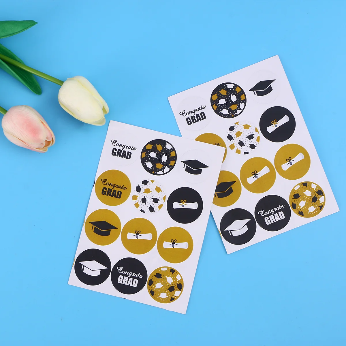 240Pcs Handmade Style Sealing Stickers Graduation Certificate Decor Round Labels for Notebooks Bags Room Decoration Set