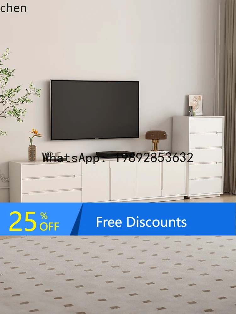 

solid wood floor TV cabinet coffee table combination modern living room floor cabinet bedroom bedside storage cabinet