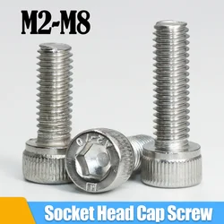 100/lot M2 M3 M4 M5 M6 304 Stainless Steel Hexagon Bolt Hex Socket Cap Allen Head Screw Anti-Rust Durable for Computer Game Car