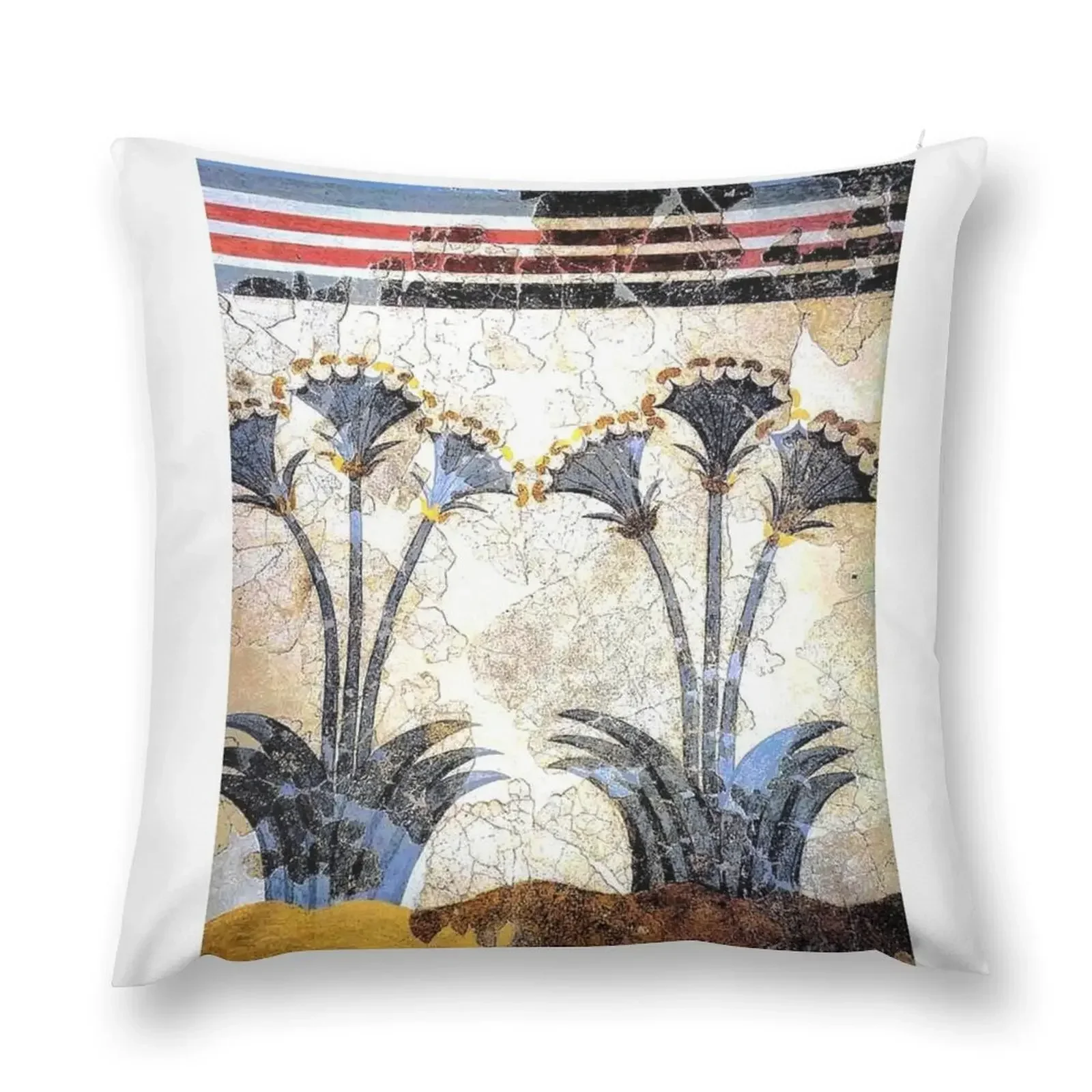 Minoan Sea Daffodils Lilies Fresco Throw Pillow Cusions Cover luxury decor Pillow Case Christmas pillow