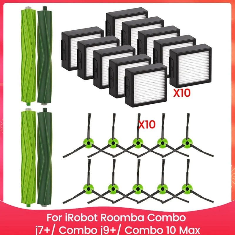 A23T For IRobot for Roomba Combo J7+ J9+ 10 Max Vacuum Cleaner, Main Side Brushes HEPA Filters Accessories Kit, 2 Roller