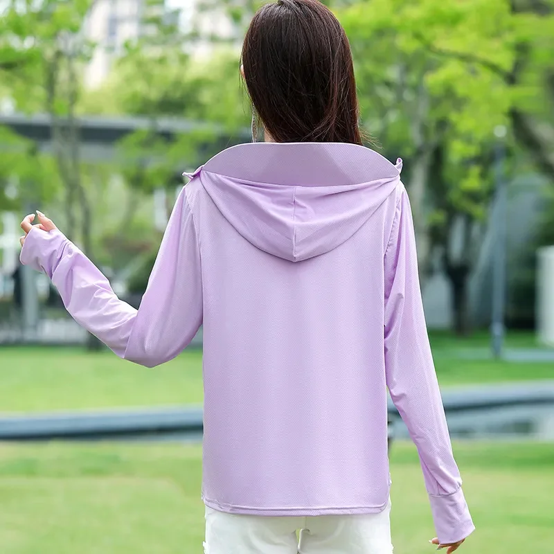 Sunscreen Jacket Women's 2025New Summer Breathable Outwear UV Protection Ice Silk Sun-Protective Clothing Coat Ladies Hooded Top