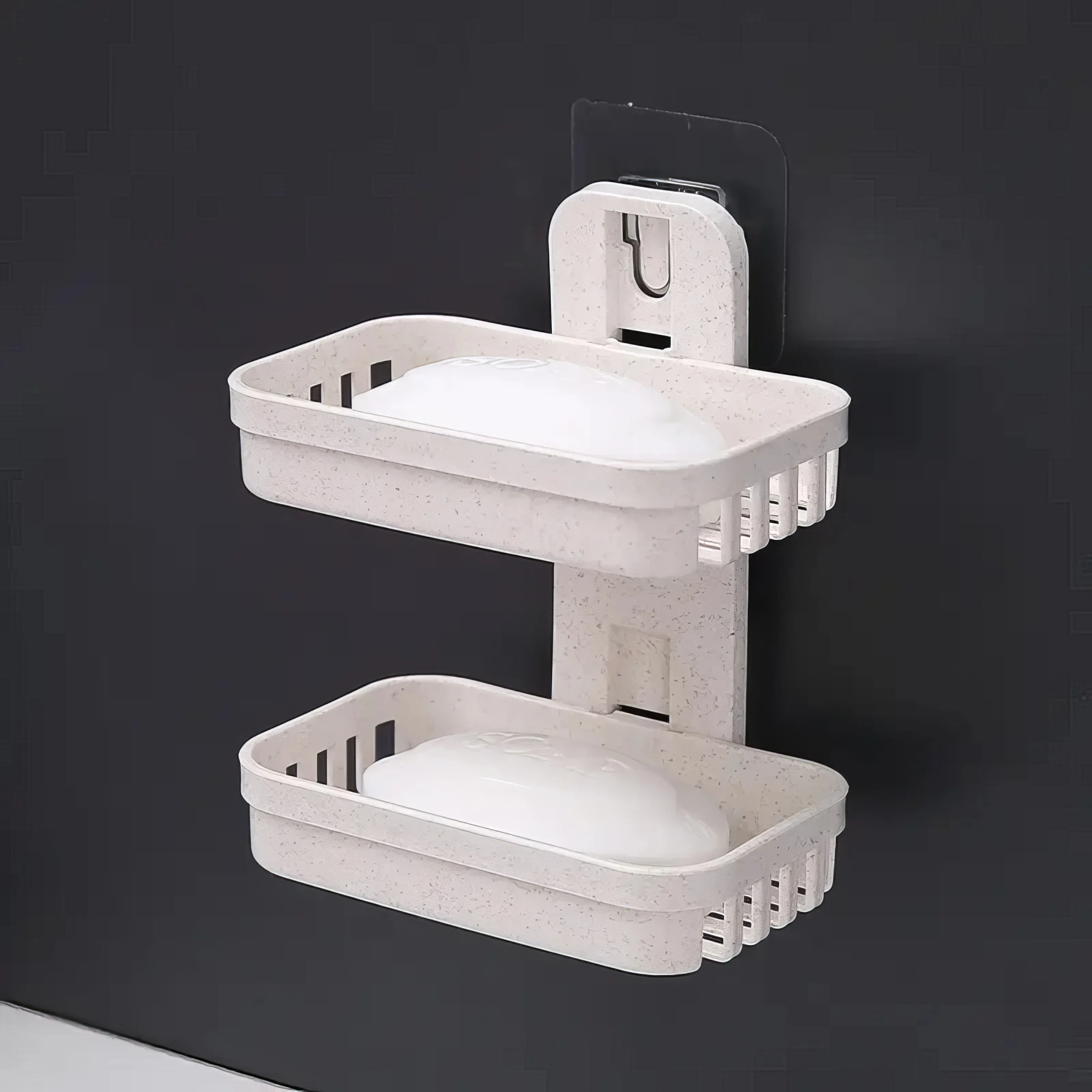 1 Set of Double-layer Soap Boxes, Beige and Pink, Waterproof and Mildew Resistant, Suitable for Use in Bathrooms and Kitchens - Detail 1