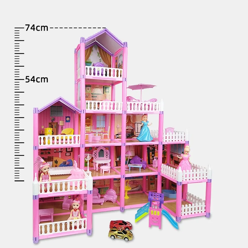 Zestaw DIY Domek dla Lalek Księżniczki Willa Układanka Meble Domowe Puzzle Zestaw Rodzinny dla Dzieci Dziewczynek Prezent