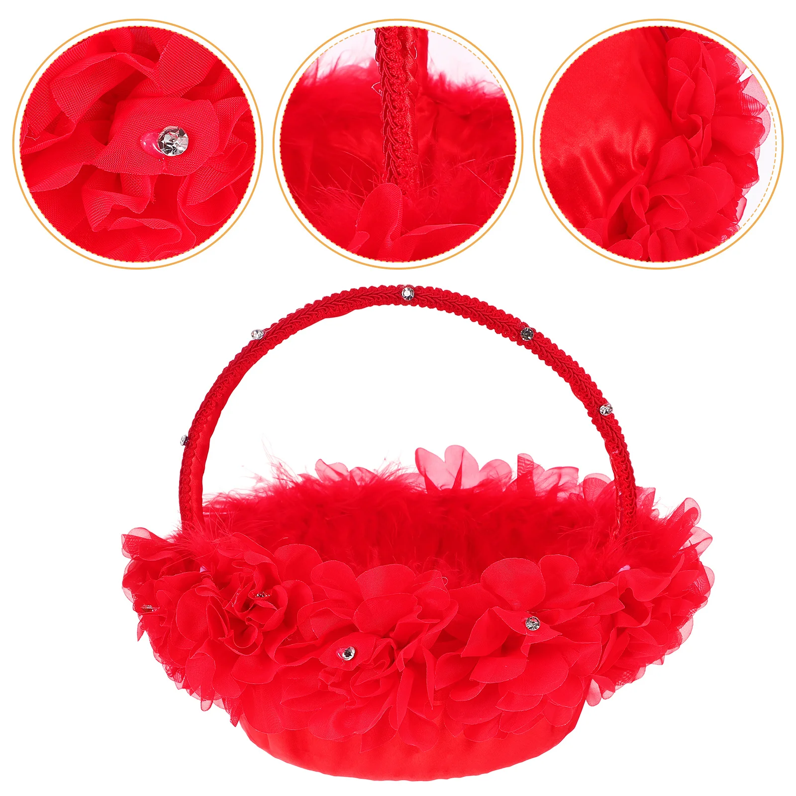 1Pcs Flower Basket Red Lace Romantic Flower Girls Tote for Wedding Scattering Rose Petals Decoration Party Supplies Wedding