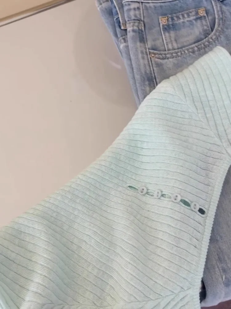 Menthe een tricoté glace soie ort Sve T-shirt femme Faion été Dopane Chic haut respirant humidité ng rond...