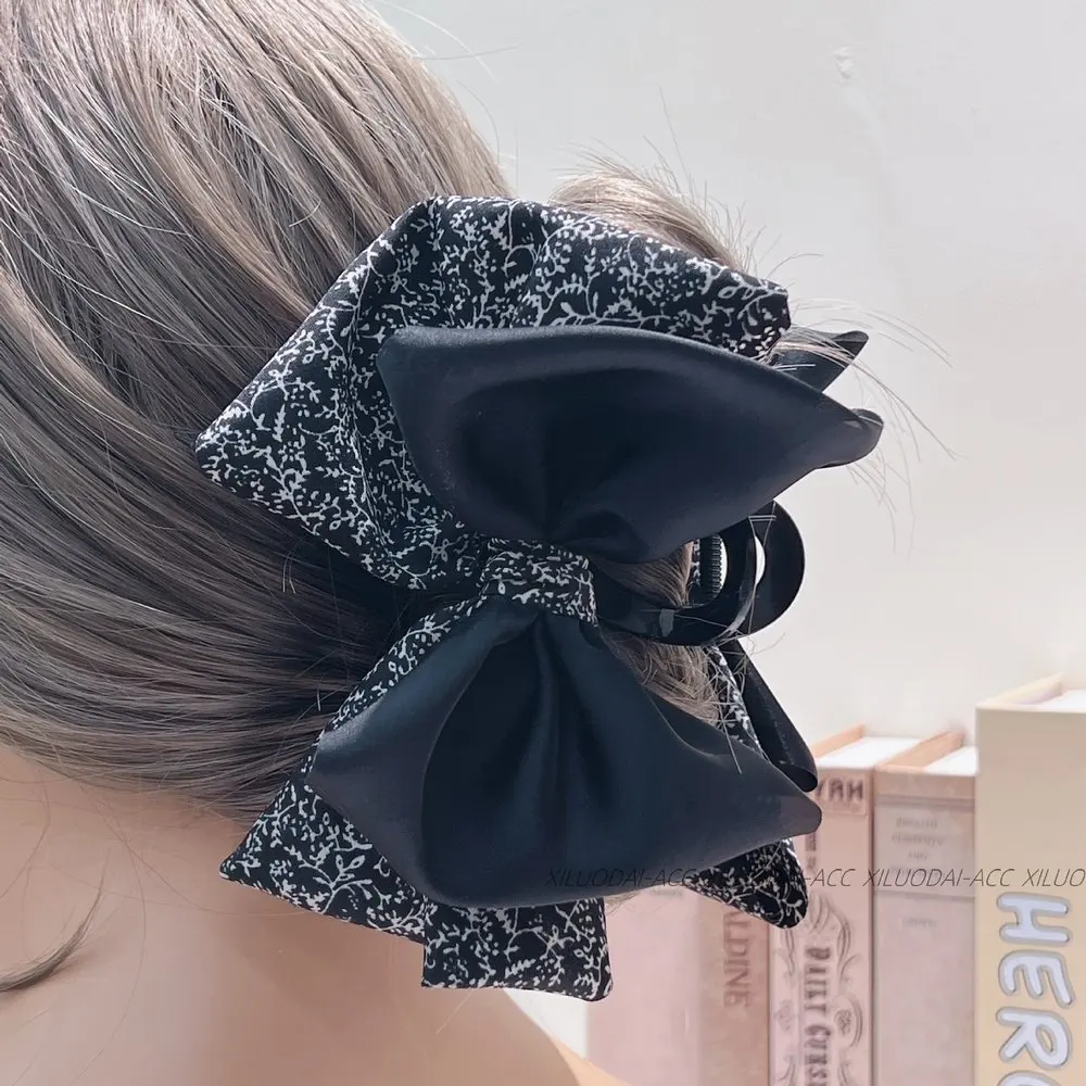 جديد! المرأة الموضة الفرنسية الرجعية الأزهار انتزاع كليب الساتان الربط القوس مزين ، مزاجه أنيقة القرش كليب ، جديد إكسسوارات للشعر